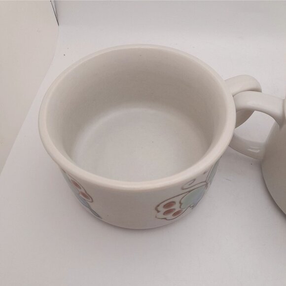 Vintage Butterfly Soup Bowls Cocoa Mugs Large Stoneware 16 oz MCM Boho - Picture 7 of 9